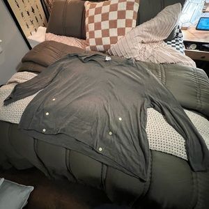 Ava & Viv Green Sweater Gold Button Detail